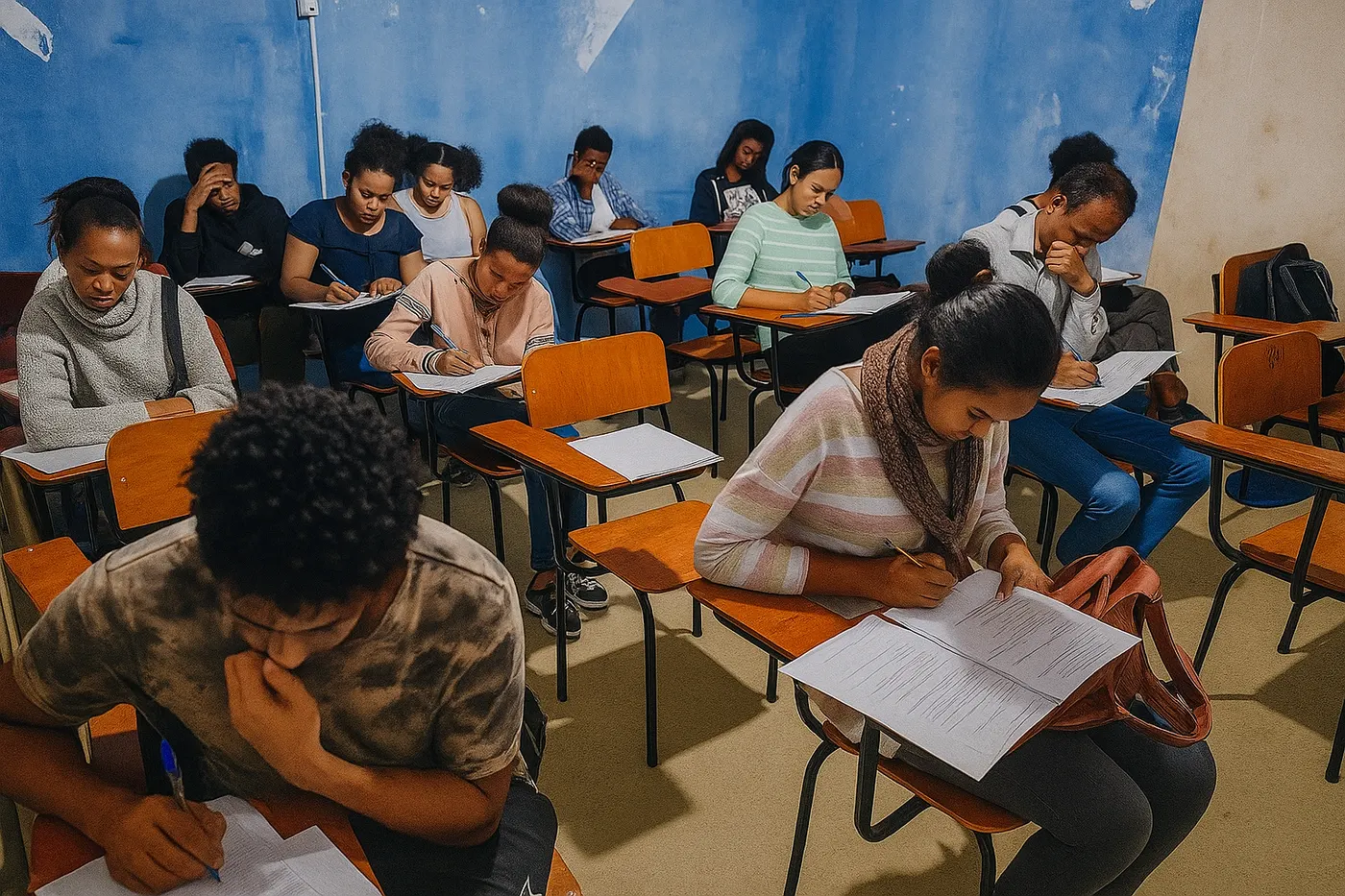 Refugee students studying together in a ByGrace classroom