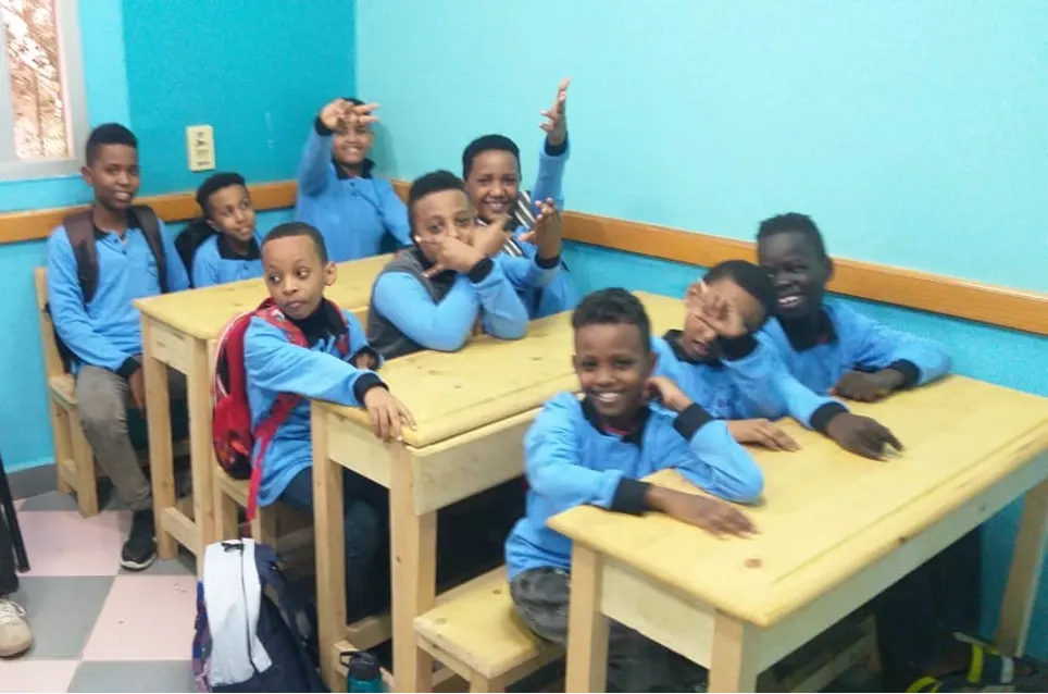 Children in their classroom