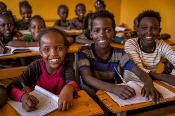 Students writing in class